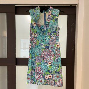 Lilly Pulitzer Sleeveless dress with Ruffle Deep V Neckline Sz 4